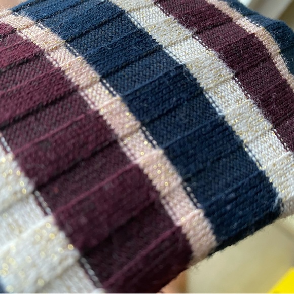 Dorothy Perkins Navy White Burgundy Pink shimmer stripe stretch dress - Picture 5 of 8